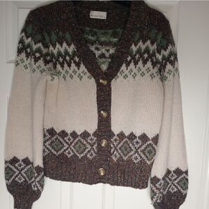 Becool S/M Women's Multicolored Longsleeves Button Up Knitted Sweater Cardigan.